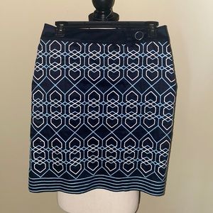 ANN TAYLOR NAVY SKIRT Geo Textured Embroidery